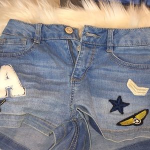 Jean Shorts with Air-force Patches